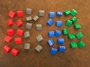 Lego 2x2x1 sloped block 10 - you choose color green/dark gray/red/blue - Picture 1 of 1