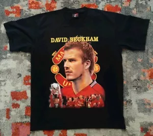 VINTAGE Thunder David Beckham Manchester United Men's Black T Shirt Size XL - Picture 1 of 6