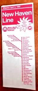 New Haven Line Fahrplan Vintage 2. April 1989 Metro North Commuter Railroad - Bild 1 von 1