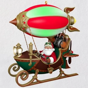 Hallmark 2018 Flight of Fancy Santa Claus in Blimp Schlitten Magic Lights Ornament - Bild 1 von 4