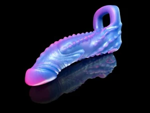 8.5" Thick Girth Cock Sleeve Penis Extender Realistic Silicone Demon Dick Sheath - Picture 1 of 55