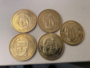PINNACLE MINT COLLECTION 1997-98 BRASS COIN LOT OF 5 JOSEPH SAMSONOV THORNTON ++