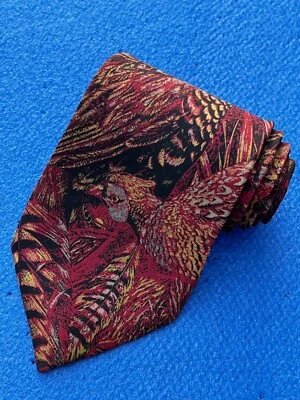 Corbata Auténtica Botánica 500 Pareja Pavo Real Diseño Multicolor 100% Seda Foto 1 de 4