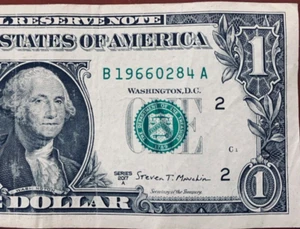 1966 Leading Birth Year Note Fancy Serial Number One Dollar Bill D1966 0284A - Picture 1 of 3