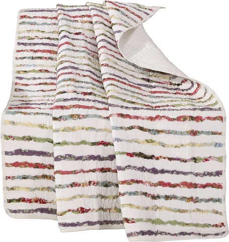 Greenland Home Bella Ruffle Quilted Throw Blanket, Full Full, Multicolor Cover