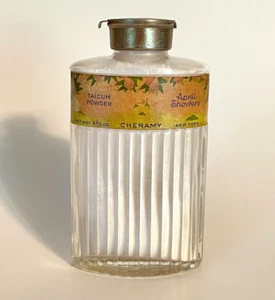 Botella de vidrio acanalada en polvo de talco vintage Cheramy April Showers - Imagen 1 de 7