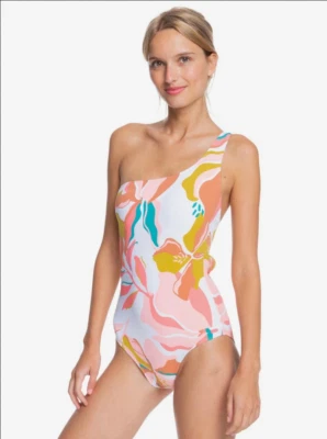 Nuevo Traje de Baño Roxy Beach Classics Una Pieza Blanco Brillante Paradiso Talla XL Foto 1 de 4