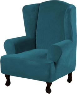 Wingback Chair Covers Velvet Plush Wing Chair Slipcover 1 Piece High Stretch Win - Picture 1 of 8