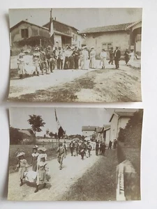 lot de 2 photo fête de village TRAMOYES Aubade par les Filles Vogue défilé 1906 - Imagen 1 de 3