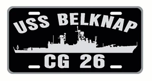 USS BELKNAP CG 26 DLG 26 License Plate U S Navy USN P01 - Picture 1 of 3
