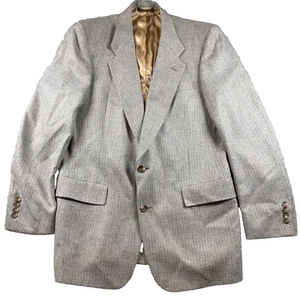 Vintage Christian Dior Monsieur Sport Coat Blazer Gray Blue Herringbone USA 44R - Picture 1 of 9