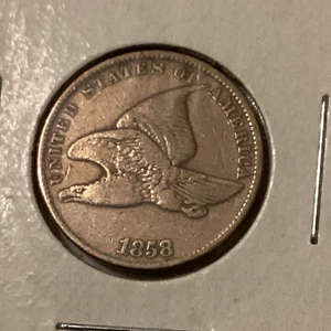 1858 SMALL LETTERS Flying Eagle Cent Penny  - Picture 1 of 7