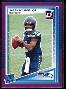 2025 Donruss Jalen Milroe Press Proofs Purple Seattle Seahawks #307 - Picture 1 of 2