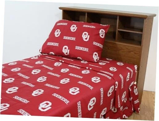  Everything Comfy Sized 3 Piece Sheet Set, Team Color Twin Oklahoma Sooners - Image 1 of 4