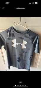 Under Armour Youth Xl Boys (fits Like Medium) Grey Some Smearing Around Letters - Picture 1 of 7