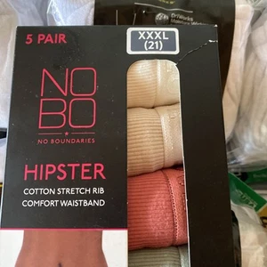 5-Pack NO BOUNDARIES Women’s XXXL (21) HIPSTER Cotton Stretch Rib Underwear - Picture 1 of 1