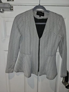 Size 10 River Island Grey Zip Up Peplum Long Sleeve Top - Picture 1 of 3