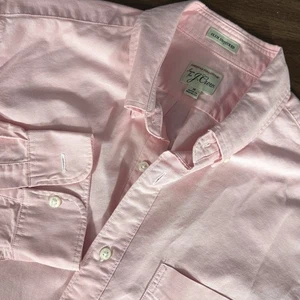 J. Crew Solid Pink OCBD Oxford Pima Slim Untucked Button Down Shirt L EUC - Picture 1 of 11