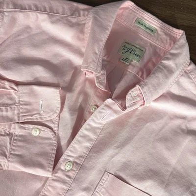 J. Crew Solid Pink OCBD Oxford Pima Slim Untucked Button Down Shirt L EUC - Image 1 of 4