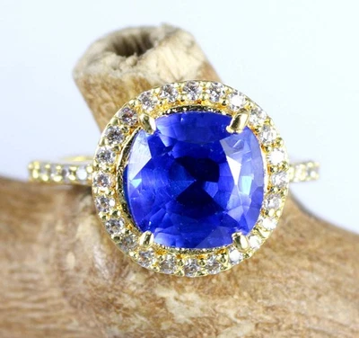 Anillo de piedras preciosas cojín de tanzanita azul natural certificado de 7,86 quilates regalo de año nuevo Foto 1 de 4