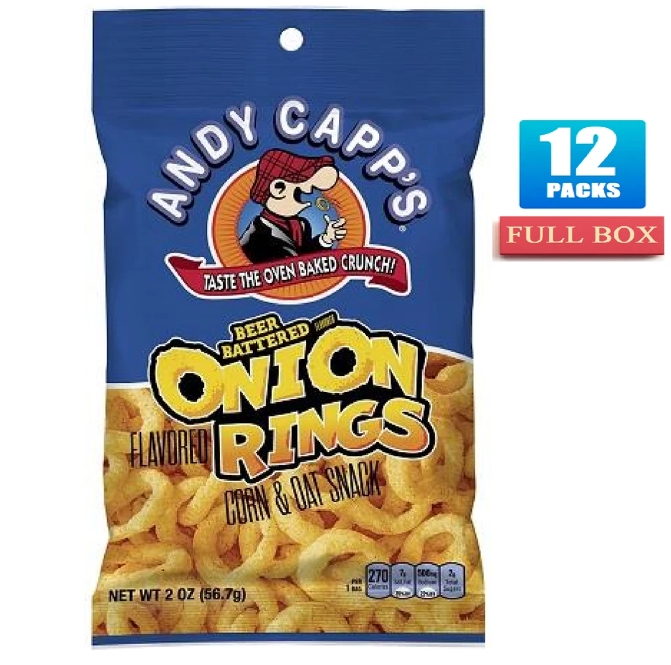 12x Bags Andy Capp's Beer Battered Onion Rings - 2oz Each - Image 1 of 1