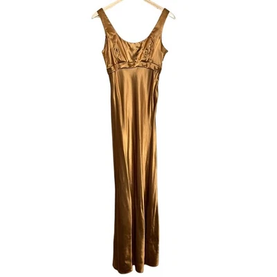 Vestido de noche dorado Zum Zum by Niki Livas JC Penny años 90 Deadstock talla 7-8 Foto 1 de 4