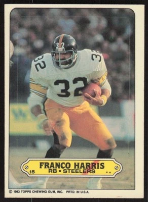 1983 Topps Stickers Franco Harris Football Card #15 - Pittsburgh Steelers - Image 1 of 2