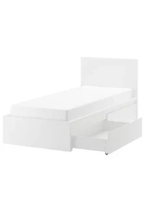 IKEA Malm Single Bedframe with 2 Storage Drawers, White - Picture 1 of 8