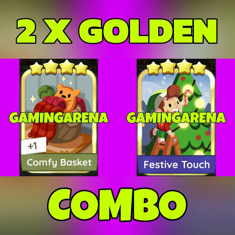   1 x Festive Touch + 1 x Comfy Basket  Golden Blitz Sticker Mono_poli ( COMBO) - Image 1 of 1