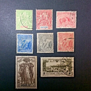 BroadviewStamps FR Guayana #36, 38, 58, 61, 63, 68, 165, C7 usado F-VF - Imagen 1 de 2