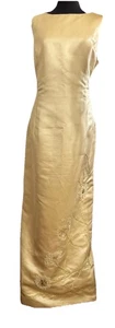 Robe Courtney satinée Donna Morgan 16 - jaune beurre paillettes florales Fairycore - Photo 1/10
