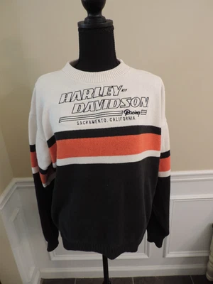 SUÉTER MASCULINO BORDADO HARLEY DAVIDSON SACRAMENTO CALIFORNIA GRANDE ÓTIMO ESTADO - Imagem 1 de 4