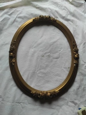 Cadre ovale ancien 58x48 Bois - Photo 1/4