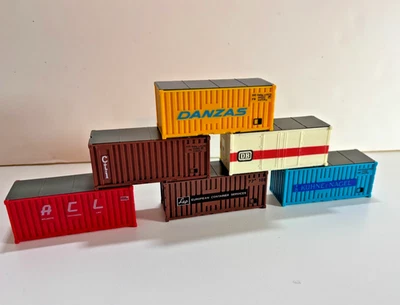 6 x Container 20" carri pianale DB FS SNCF SBB OBB (roco lima  rivarossi acme) - Immagine 1 di 2