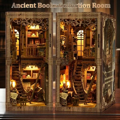MARKENLOS Neues Angebot3D Holzpuzzle DIY Book Nook Kit Modellbausatz Puppenhaus Weihnachtsgeschenke DE