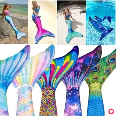 Adults Women Mermaid Tail Swimwear Swimsuit Kids Girls Swimmable Fins Monofin UK - Image 1 of 4