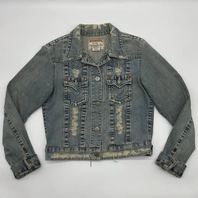 Chaqueta vaquera True Religion Jimmy para mujer talla grande lavado claro desgastado Foto 1 de 4