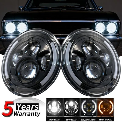 Faros LED redondos de 7 pulgadas para Jeep CJ5 1959-1983 haz alto bajo 48000LM 6500K Foto 1 de 4