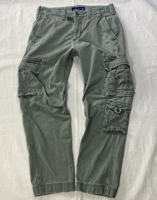 Pantalones de Carga Militar Abercrombie & Fitch 30x30 Verde Oliva Y2K Paracaidista De Colección Foto 1 de 4