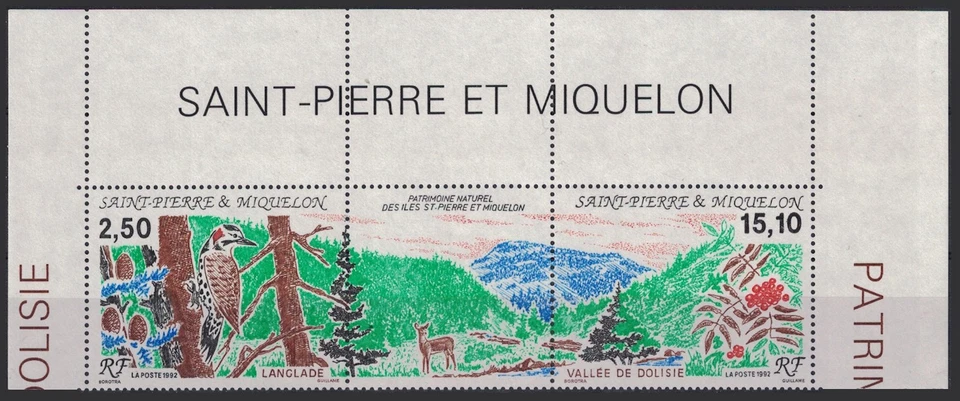 SPM Saint Pierre & Miquelon 1992 - Landscape, triptych with Top Margin - MNH VF - Image 1 of 1