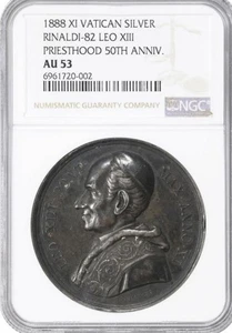 1888 Italien - Kirchenstaat Löwe XIII Vatikan Silbermedaille NGC AU53 - Bild 1 von 8
