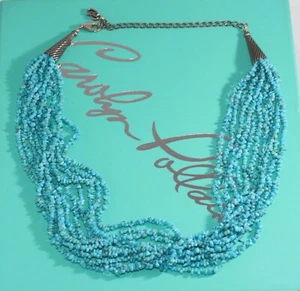 CAROLYN POLLACK Sterling Silver BEADED NECKLACE 10-STRAND Blue Turquoise Chips - Picture 1 of 7