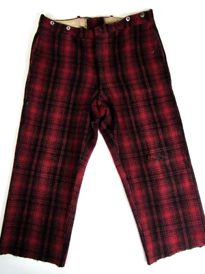 Vtg 1940's Woolrich Wool Buffalo Plaid Pant 39 x 25.5 Trouser Hunting 40s Heavy - Image 1 of 4