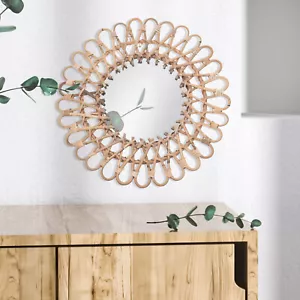 Nordic Design Rattan Mirrors For Round Wicker Wall Mounted Mirror Home Bathroom - Picture 1 of 14