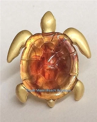 De colección Miel Ámbar Tortuga Marina Solapa Tie Tac Pin Chapado en Oro Sombrero Simulado Foto 1 de 4