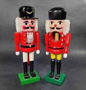 Vintage Holz Nussknacker Paar Spielzeug Solider Weihnachtsfiguren - Bild 1 von 6