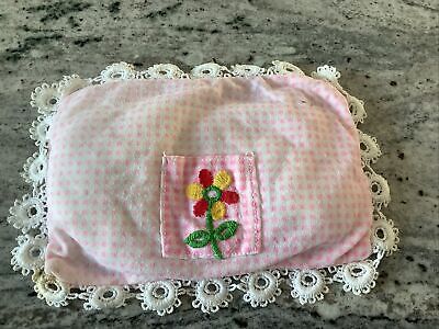Vintage Tooth Fairy Pillow Pink &White Checker Lace Boarder 1970s Mid Century • 14.95$