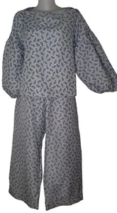 NWT Buru Sz 1X Women's Boho Two Piece Set Paisley Print Preppy Outfit Top Pants  - Picture 1 of 8