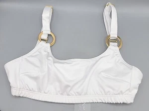 Aquarelle Kenny Blumen Santorini weiß sportlich Gold Ringe Bikini Oberteil Gr. M - Bild 1 von 5