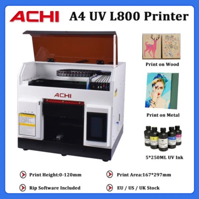 ACHI A4 UV Printer Epson L800 DTG Inkjet Printer For Metal Glass Wood With INK - Bild 1 von 4